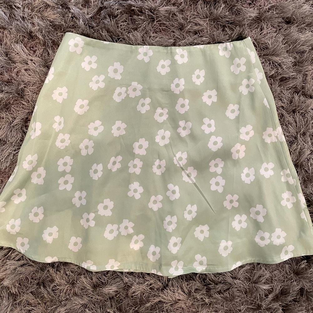 Green mini skirt